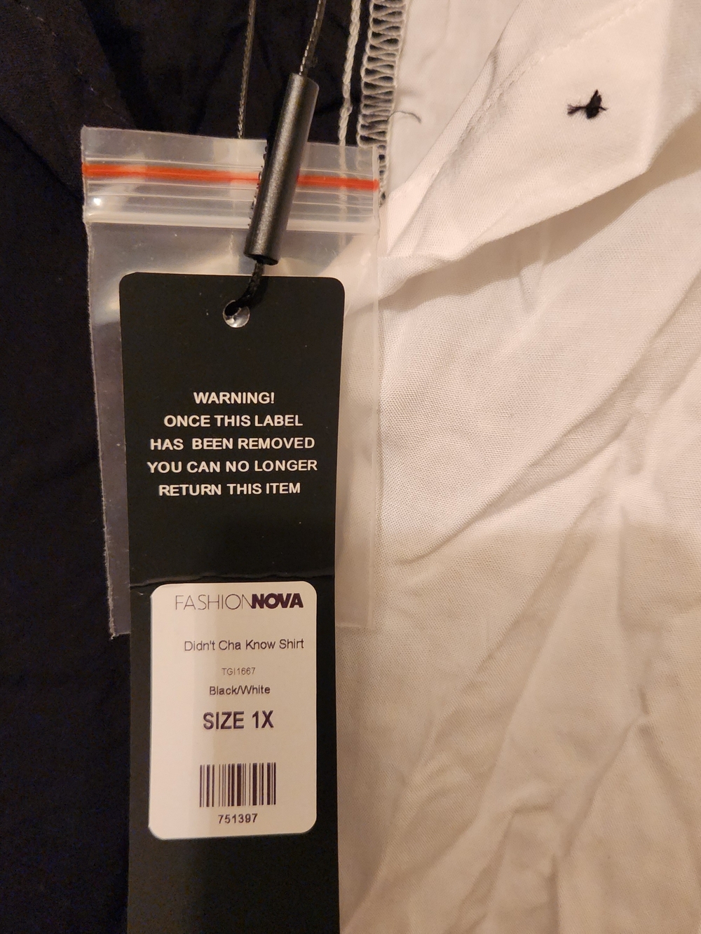 Fashion Nova Black & White Two-Tone Shirt